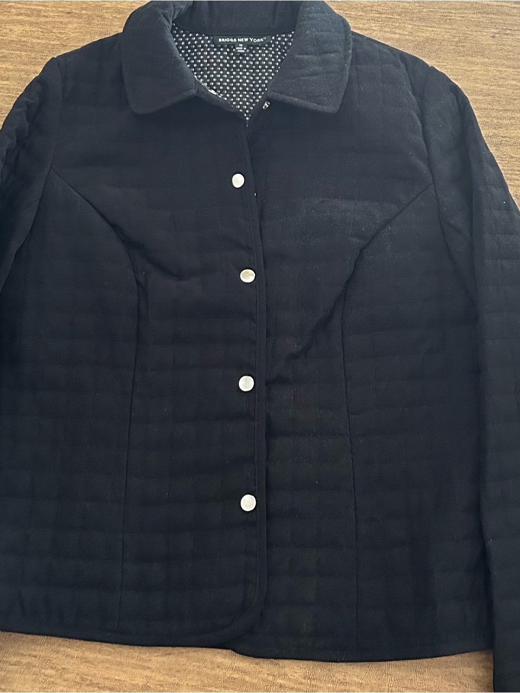 Briggs New York Black Quilted Button-Front Jacket